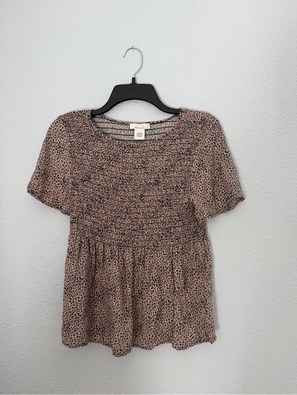 Urban Romantics Leopard Smocked Peplum Top